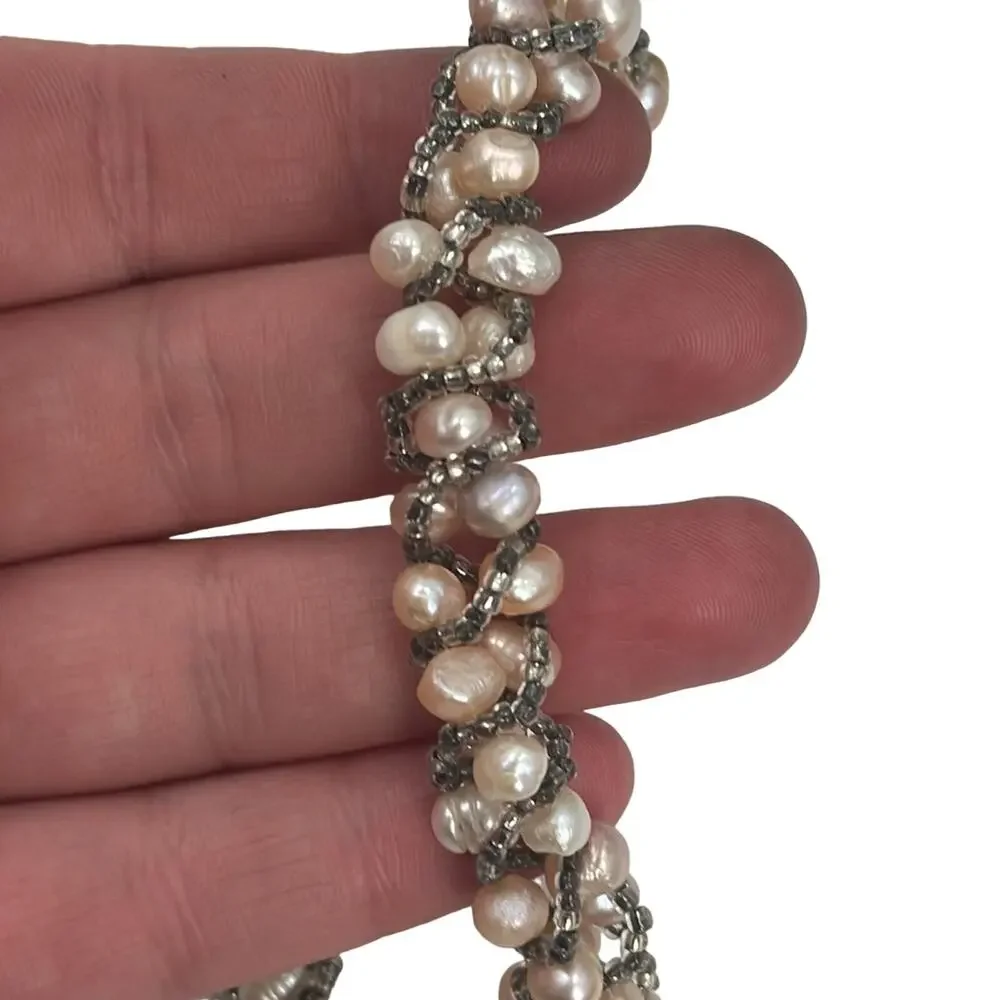 Handmade pearl twisted beaded necklace